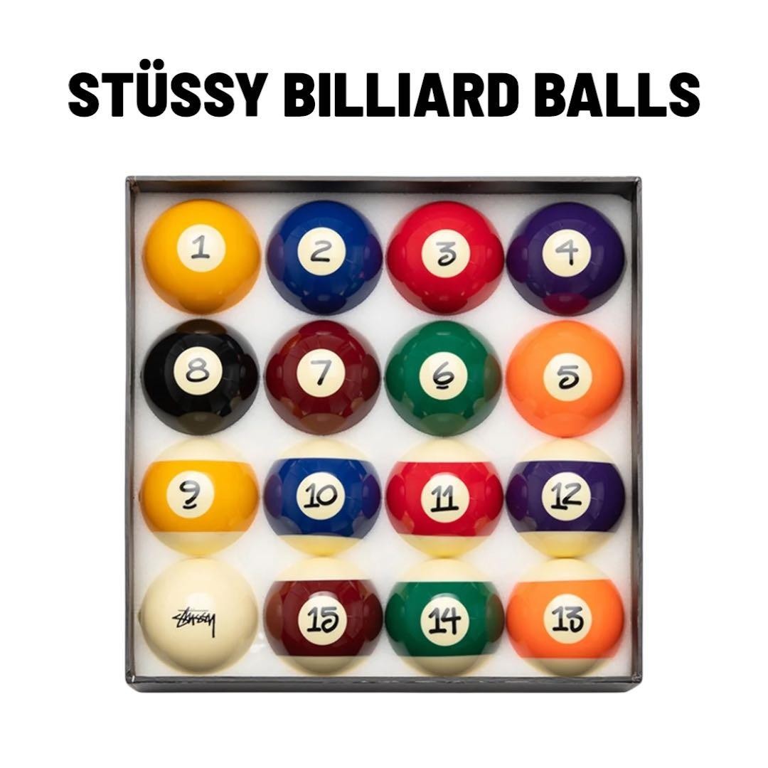 STÜSSY Billiard Ball Set 16pcs Complete Original Case 8-Ball Decor Rare new