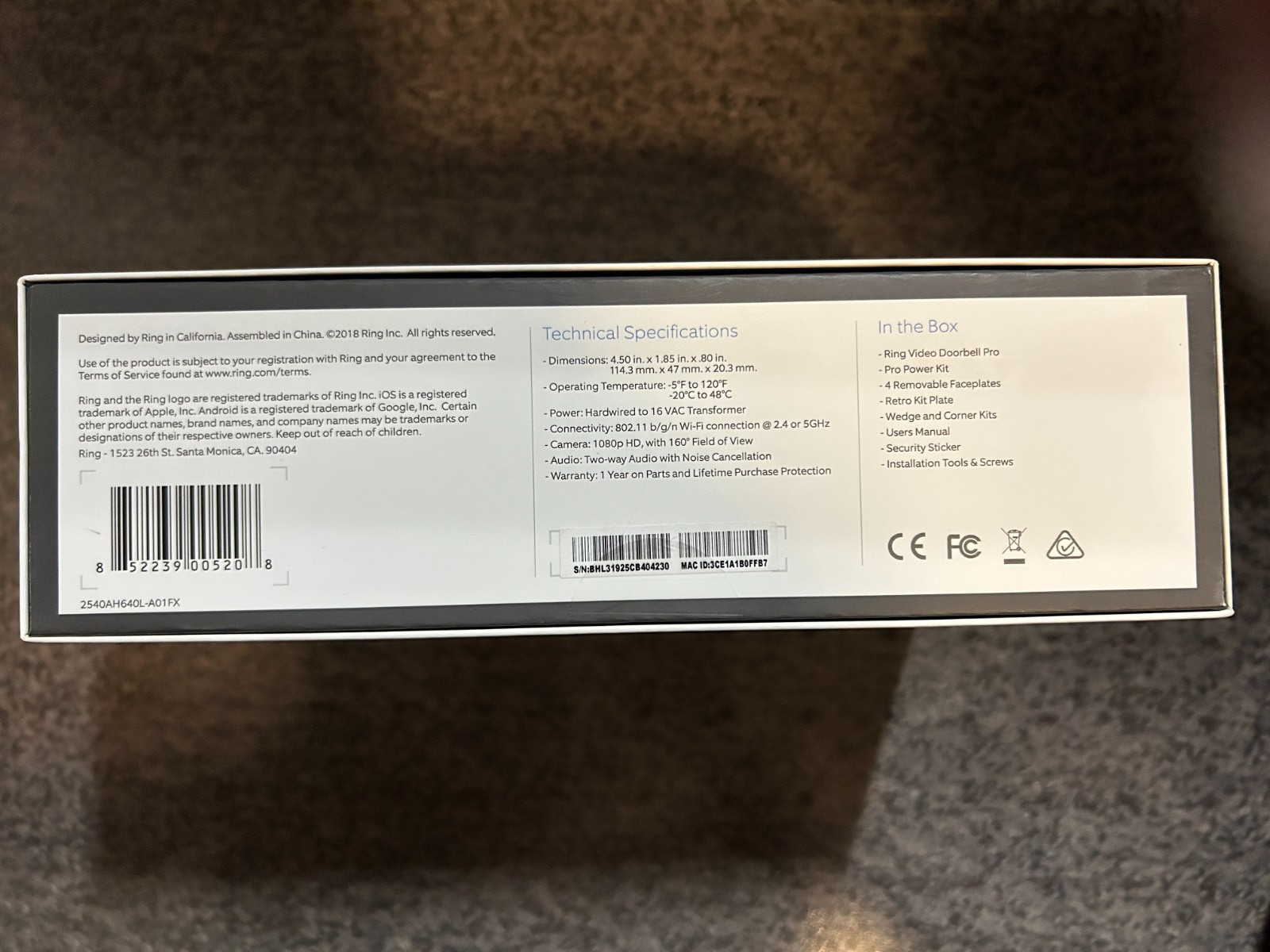 Ring video doorbell pro hardwired with a crack in button and functions as normal