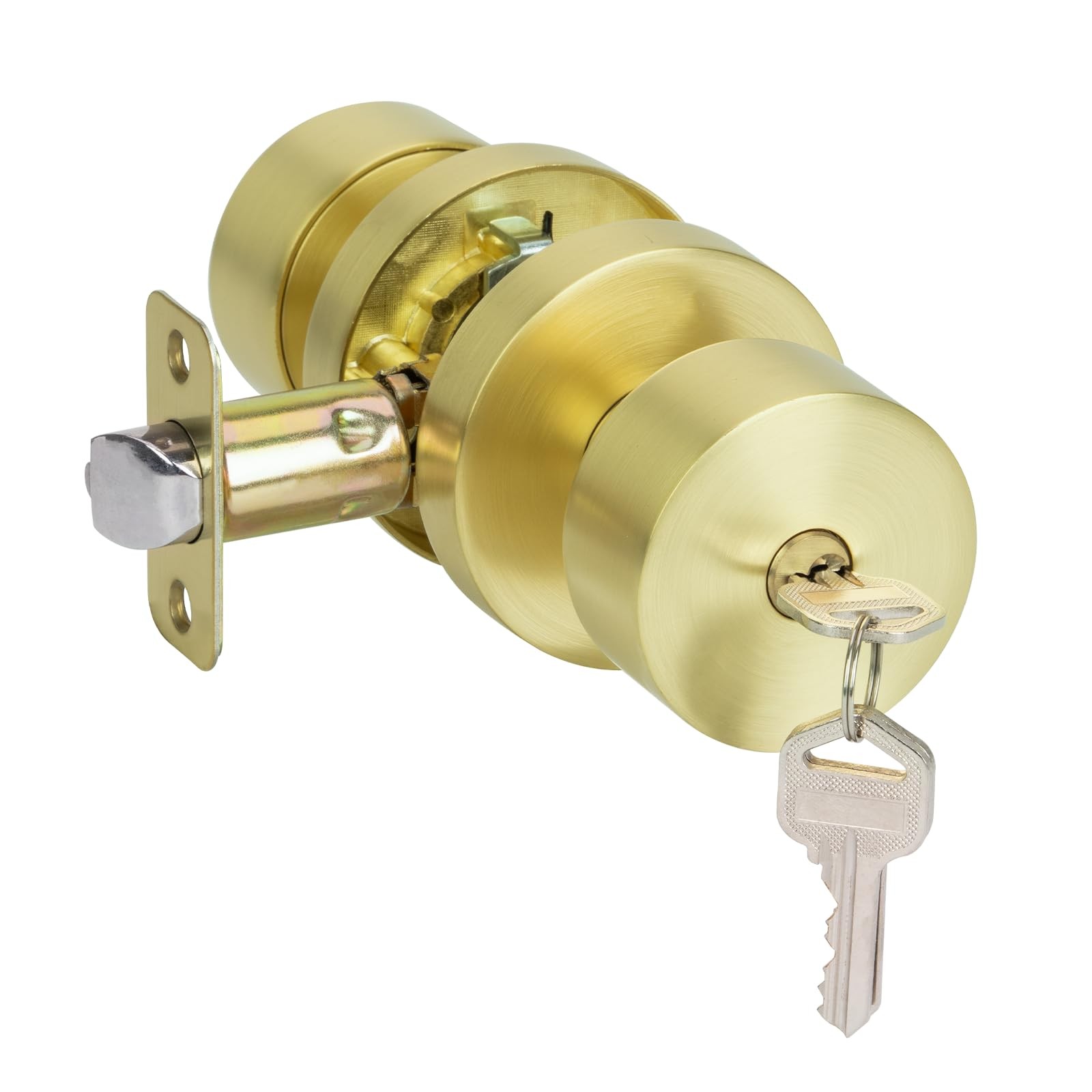 HOSOM Gold Door Knobs with Lock and Key, Keyed Entry Knob Gold,