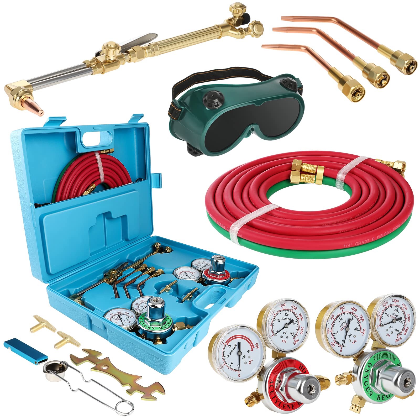 Oxygen Acetylene Torch Kit, Cutting Torch and Welding Kit, Oxy Gas Welding Cu...