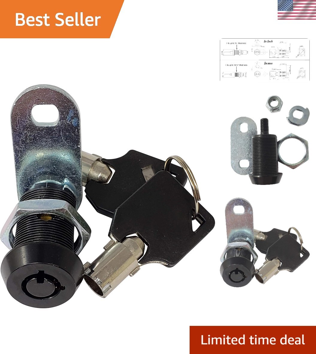 Weather-Resistant 1" Tubular Cam Lock - Non-Retaining, Keyed Alike, Black Finish