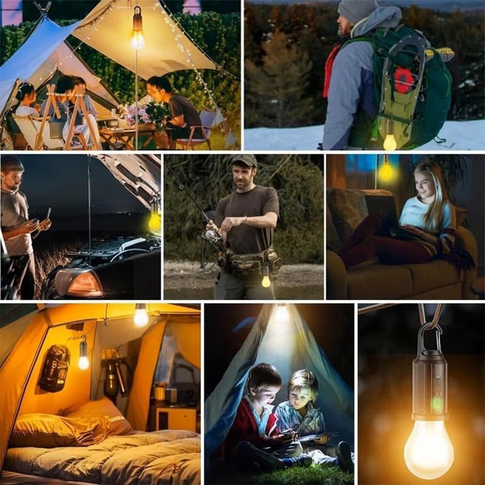 2PCS Solar Rechargeable Hooked Camping Light Solar Tent Lights Emergency Light