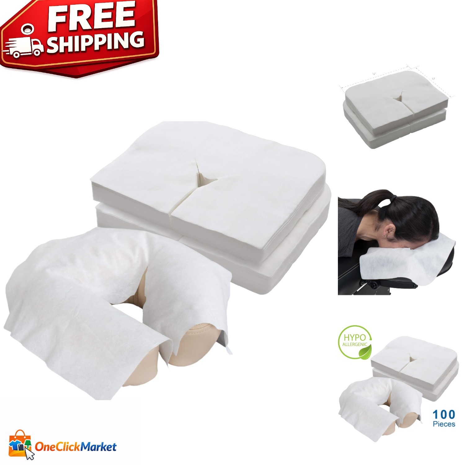 Non-Sticking Luxury Massage Table Headrest Covers - 100 Count, Safe & Sanitary