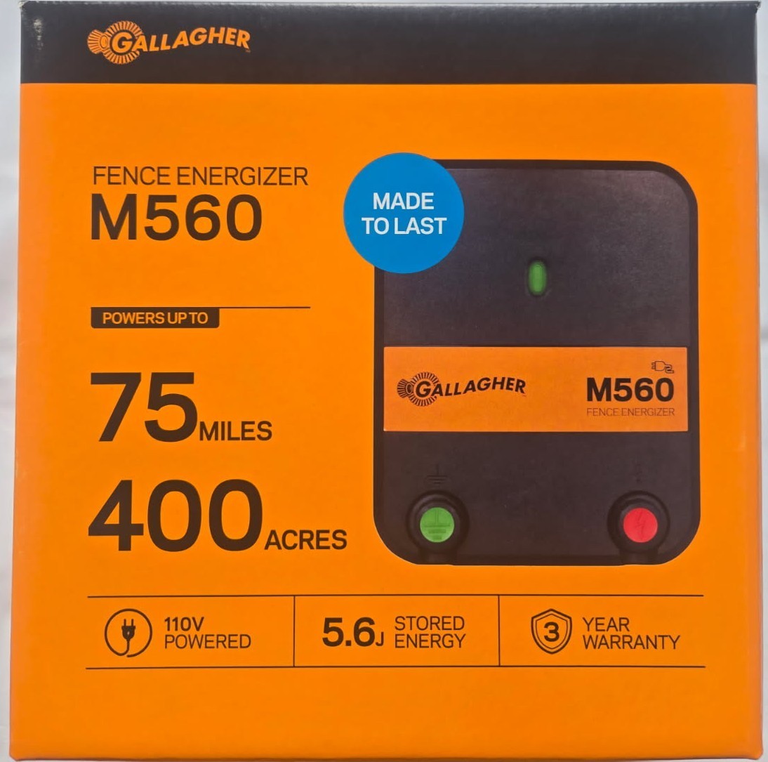 Gallagher M560 Fence Energizer 75 Miles 400 Acres 110V G323514 NEW Fencer