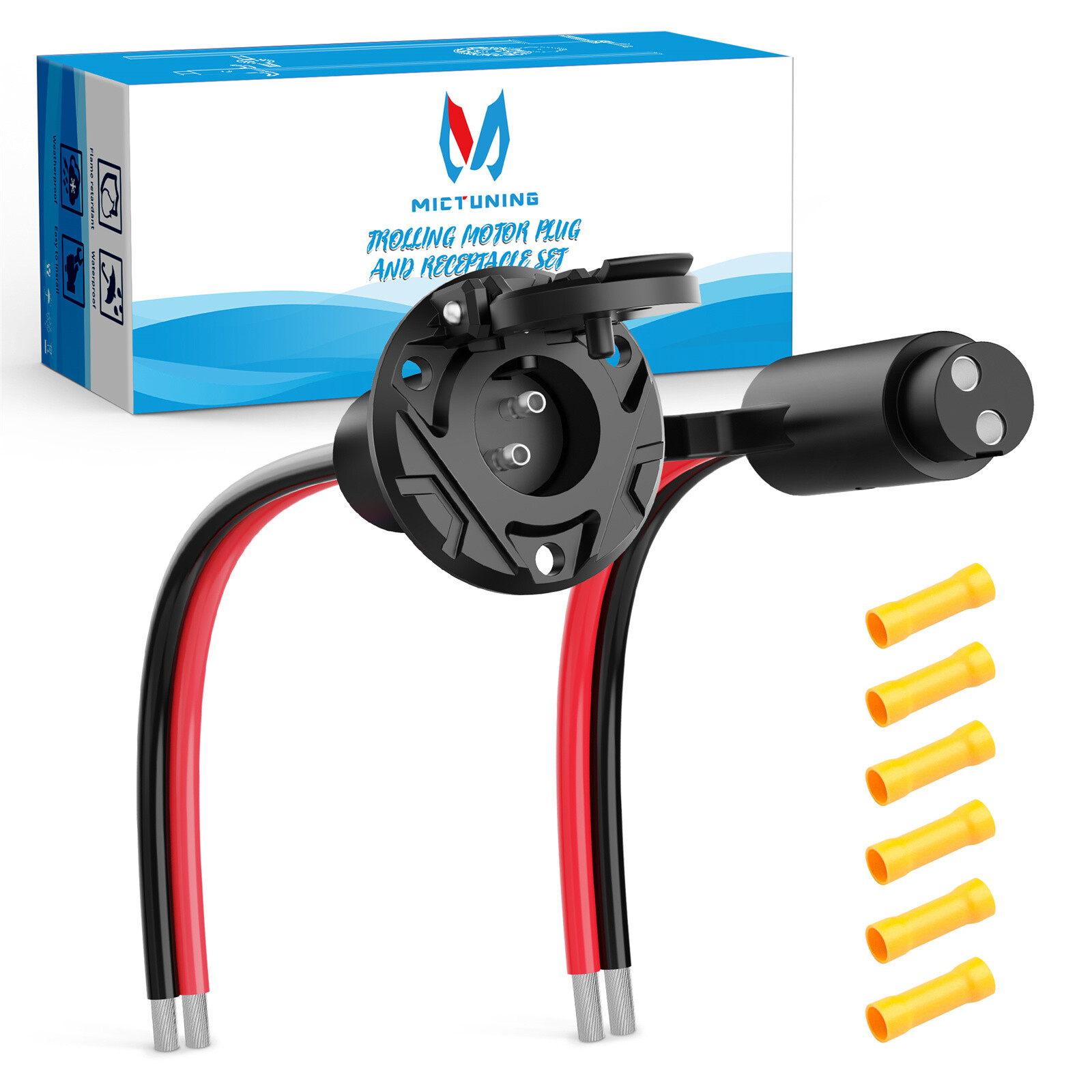 Trolling Motor Plug and Receptacle, Copper 2 Wire 8 Gauge 12V-24V Minn Kota Boat