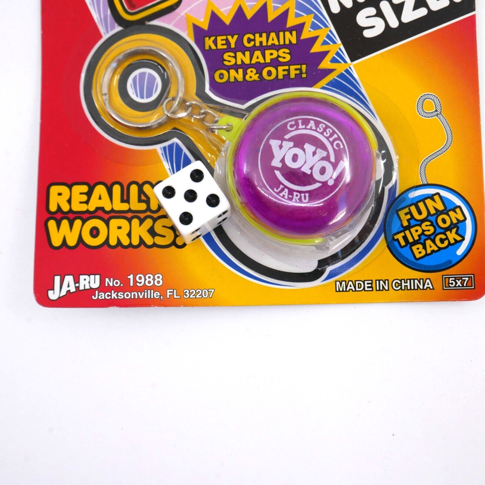 Vintage Ja-Ru toy keychain Yo-Yo mini NOS micro size PURPLE tiny