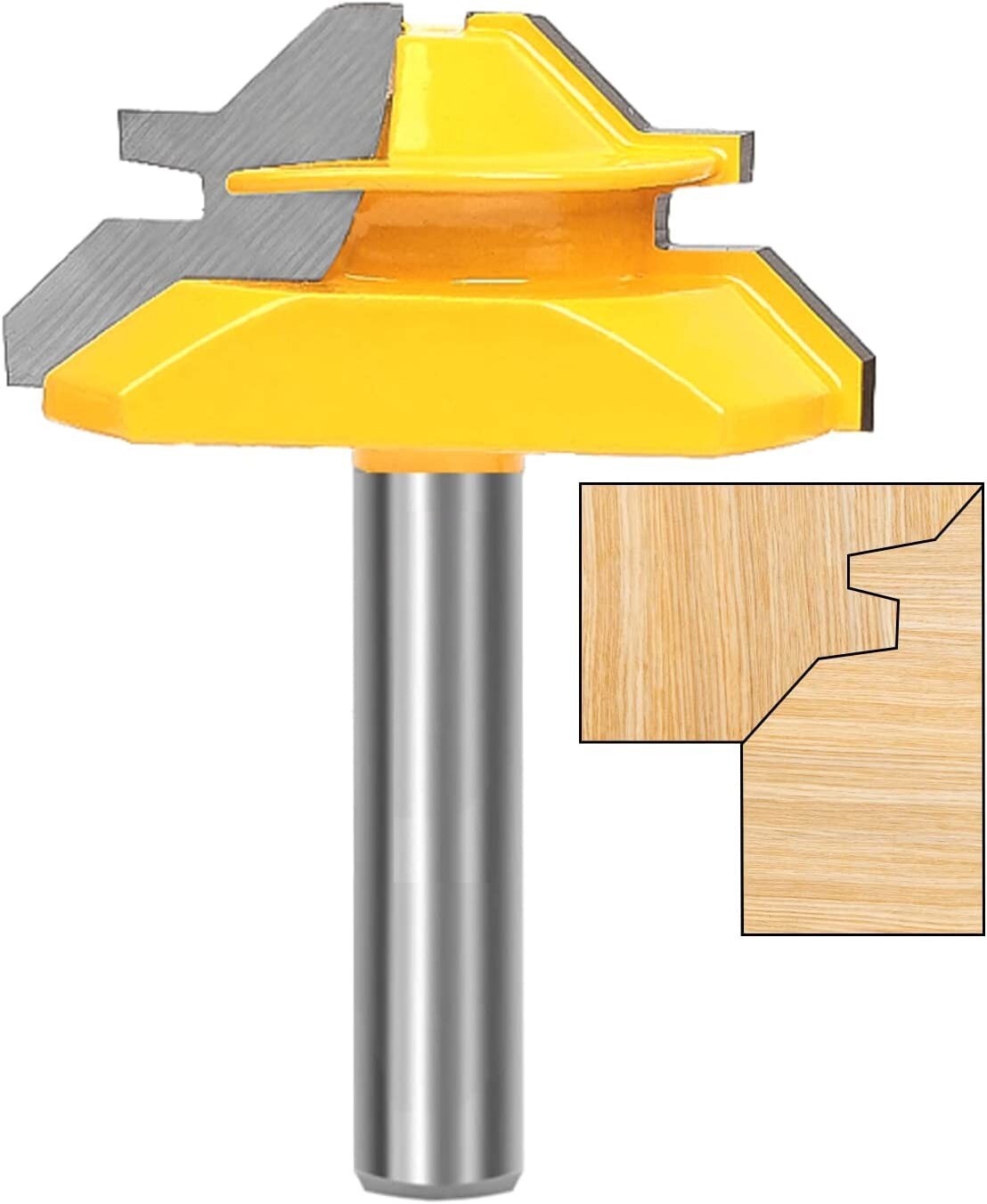 45 Degree 3PCS Lock Miter Router Bit Set,1/2",5/8",3/4" Cutting Height,1/4"Shank