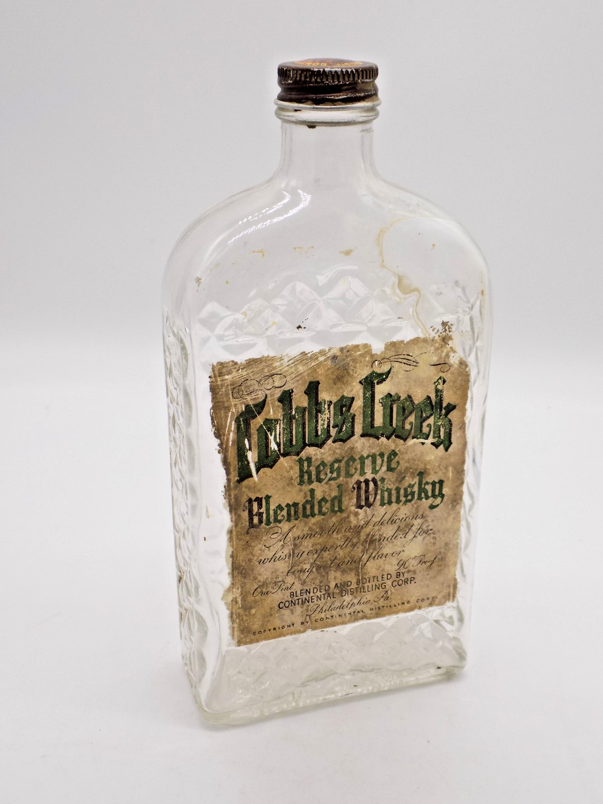 Vintage Cobbs Creek Whiskey Bottle Philadelphia One Pint