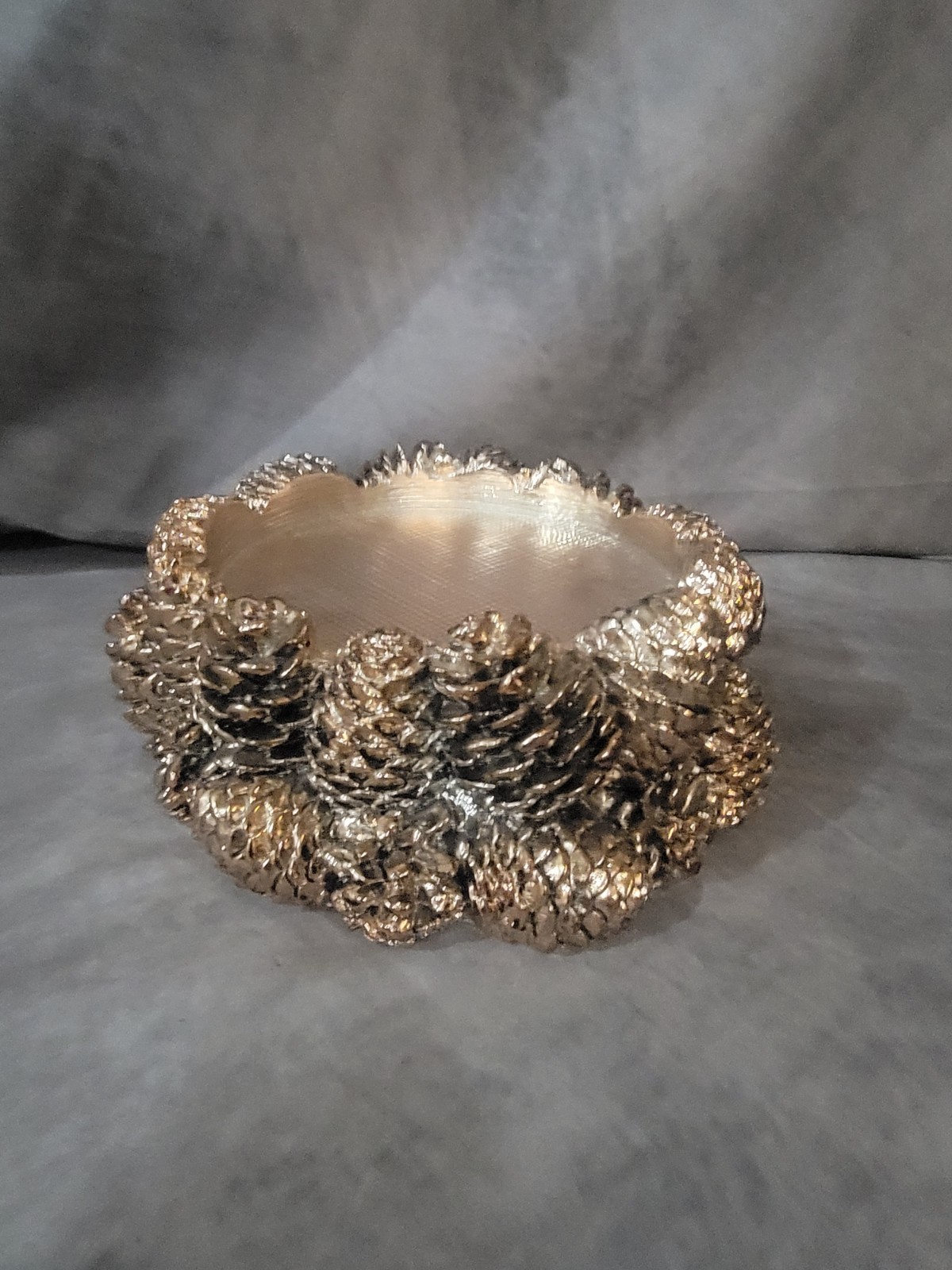 Homeworx By Harry Slatkin Pinecone Candle Pedestal Holder Gold Tone XL Fall Deco