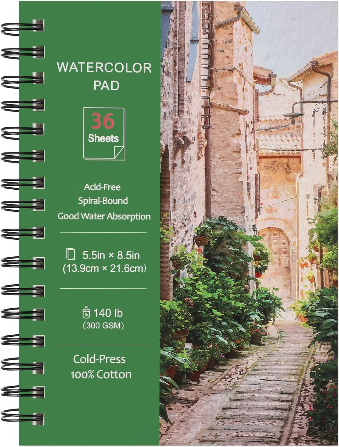 36 Sheets Watercolor Paper Pads 5.5X8.5”, 140 Lb/300 GSM Cold Press Water Color
