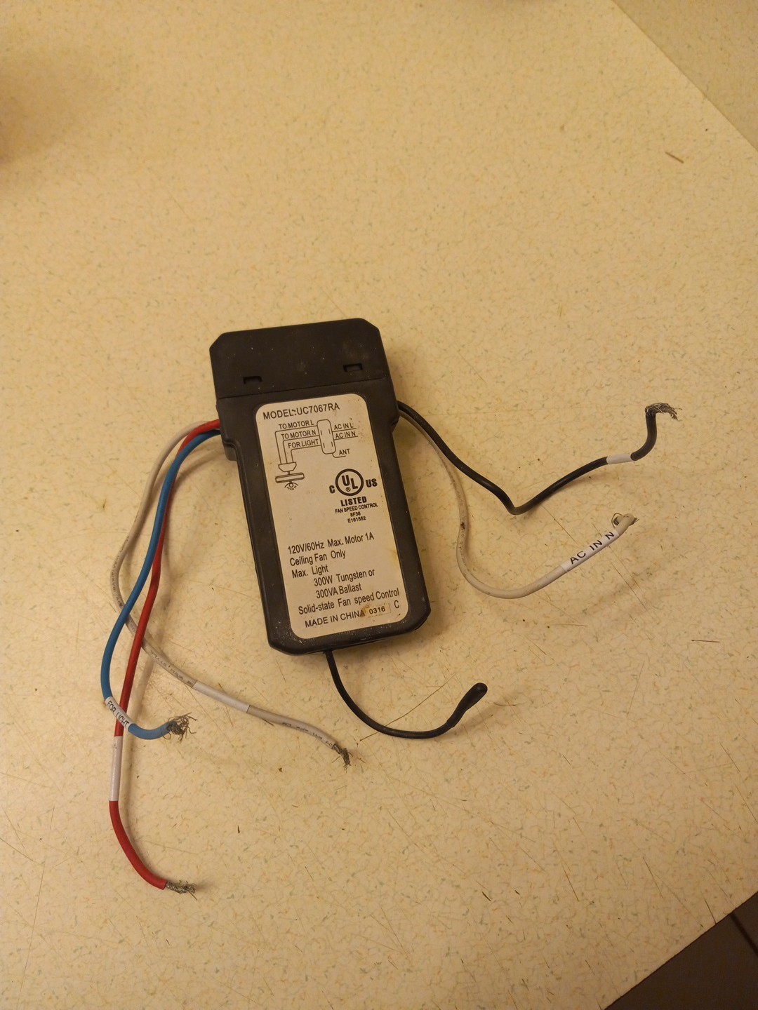 UC7067RA Ceiling Fan Reciever Controller