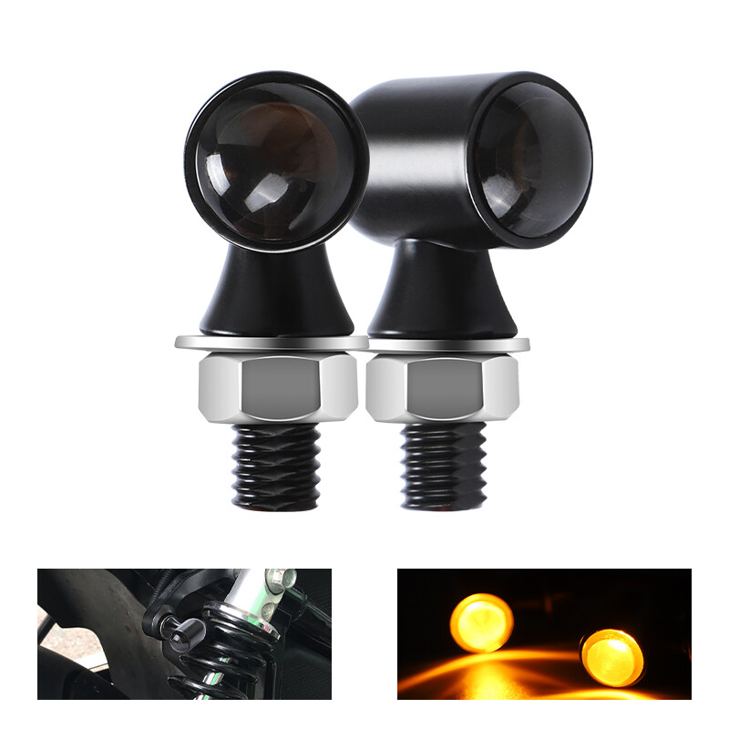 Black LED Motorcycle Mini Turn Signal Light Blinker Amber For Cafe Racer Bobber