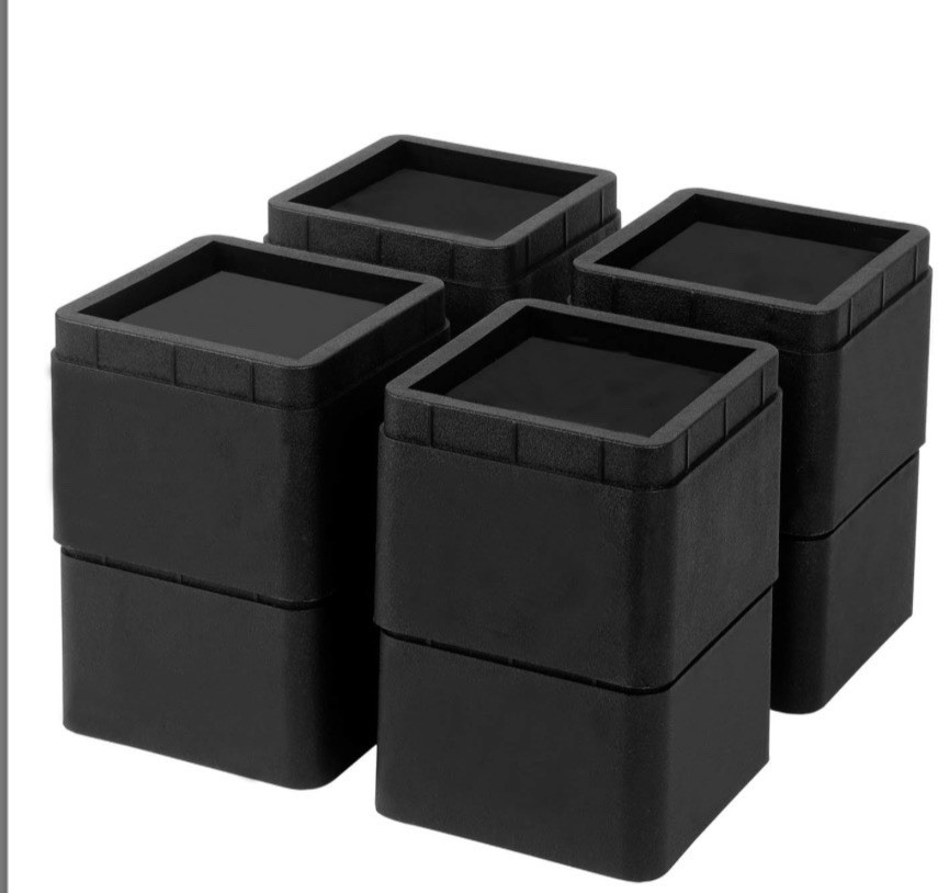 Be&D 3” Stackable Bed Risers Set of 8 Heavy Duty Furniture Lifts Black