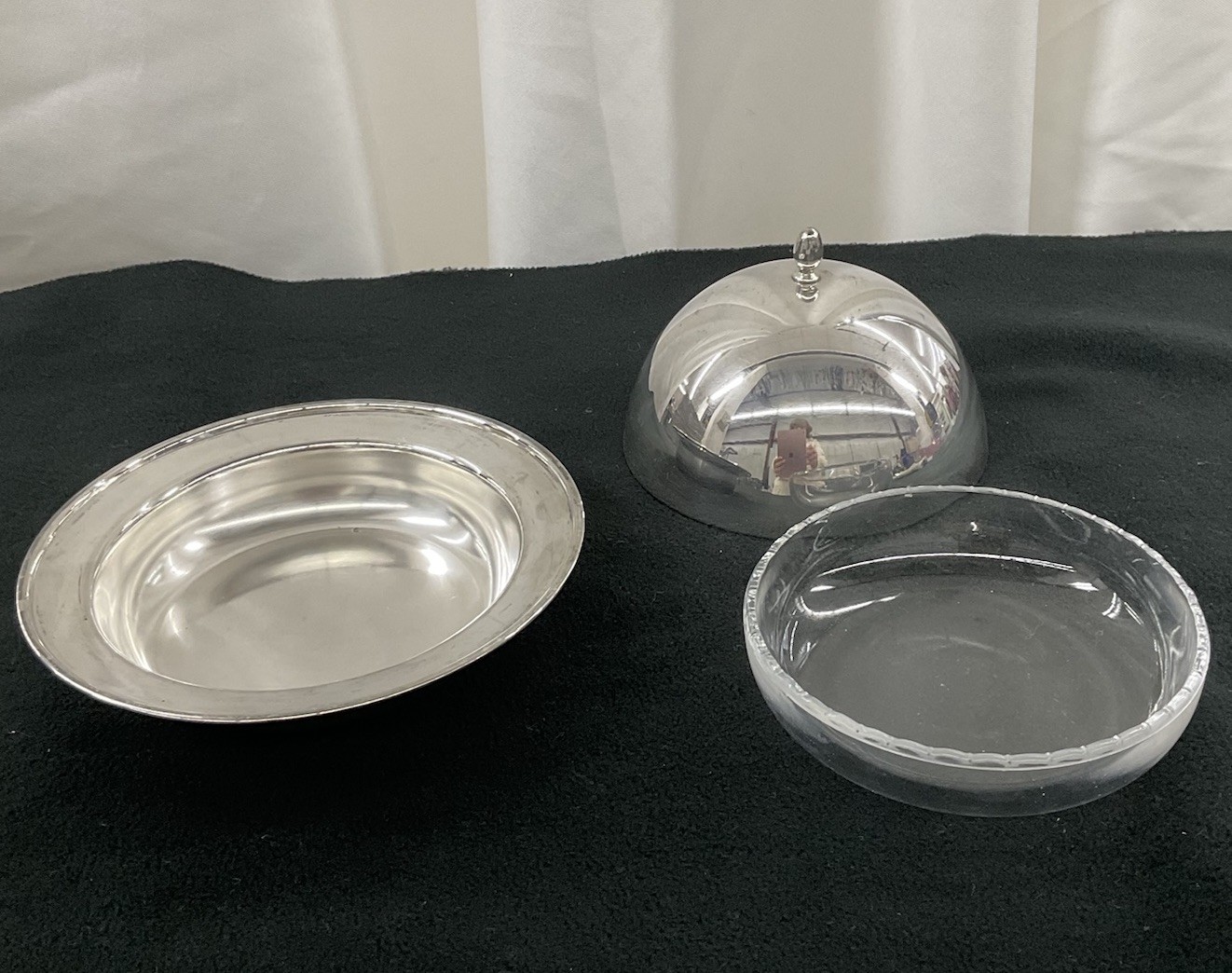 BM Co Sliver Plated? Dish With Glass Insert And Domed Cover