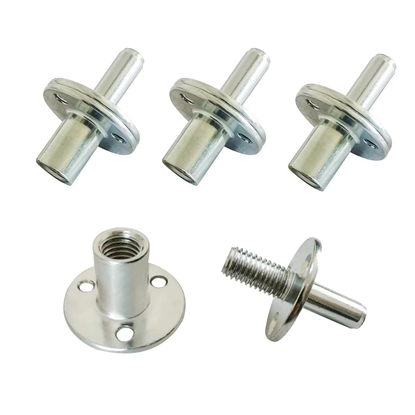 4 Sets M12 Metal Bed Post Connector T-Nut Post Connector Screw-in Butt Nut