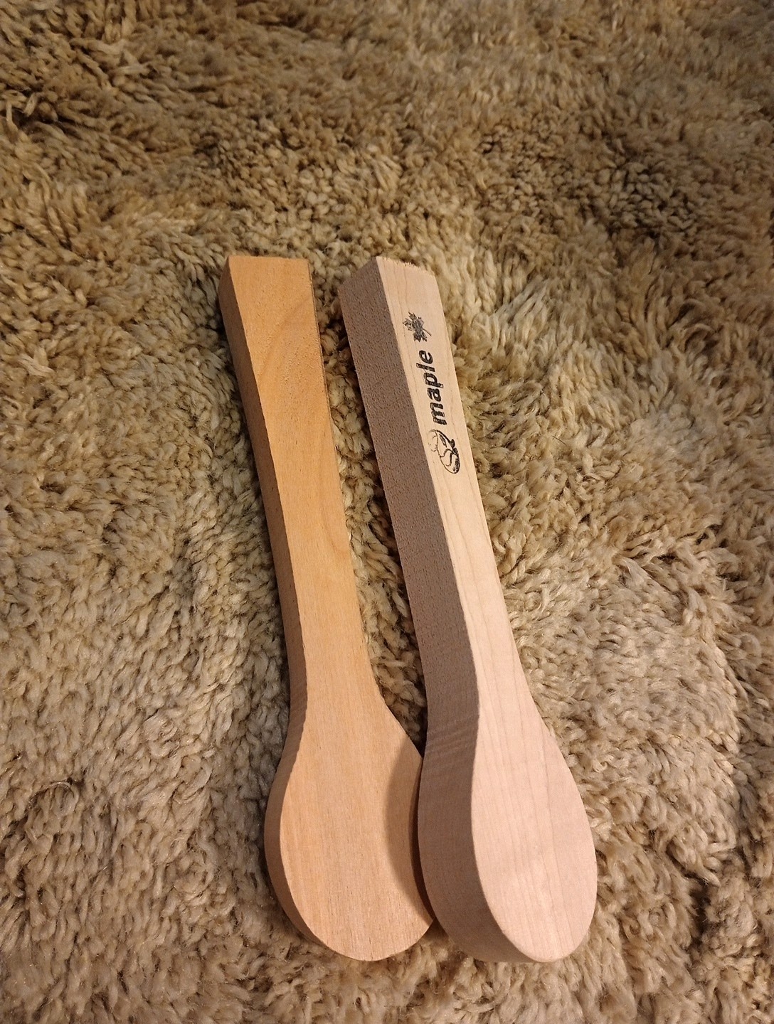 Set Of 2 Maple And Alder Wooden Syrup Spoons New Unused