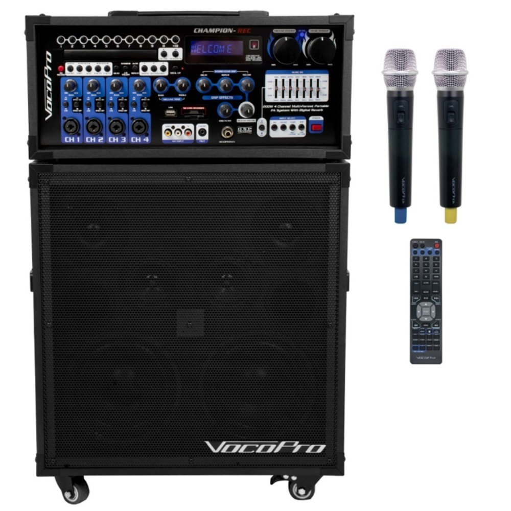 VOCOPRO CHAMPION-REC-BT WIRELESS Bluetooth Karaoke System with Built-In Recorder