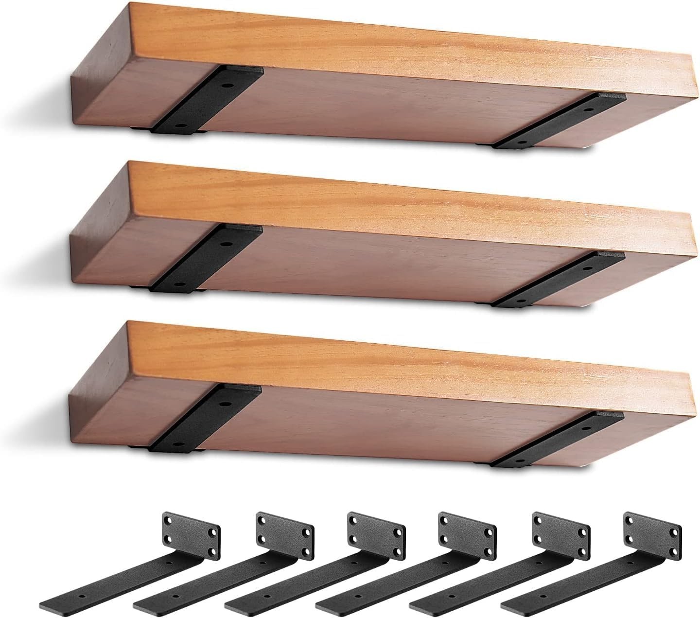 6 Pack 6 Inch Heavy Duty Floating Shelf Brackets Hidden L Shelf Supports Black