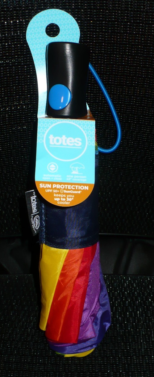 Rainbow Automatic Open Close Compact Sun Guard UPD 50+ By Totes Brand New