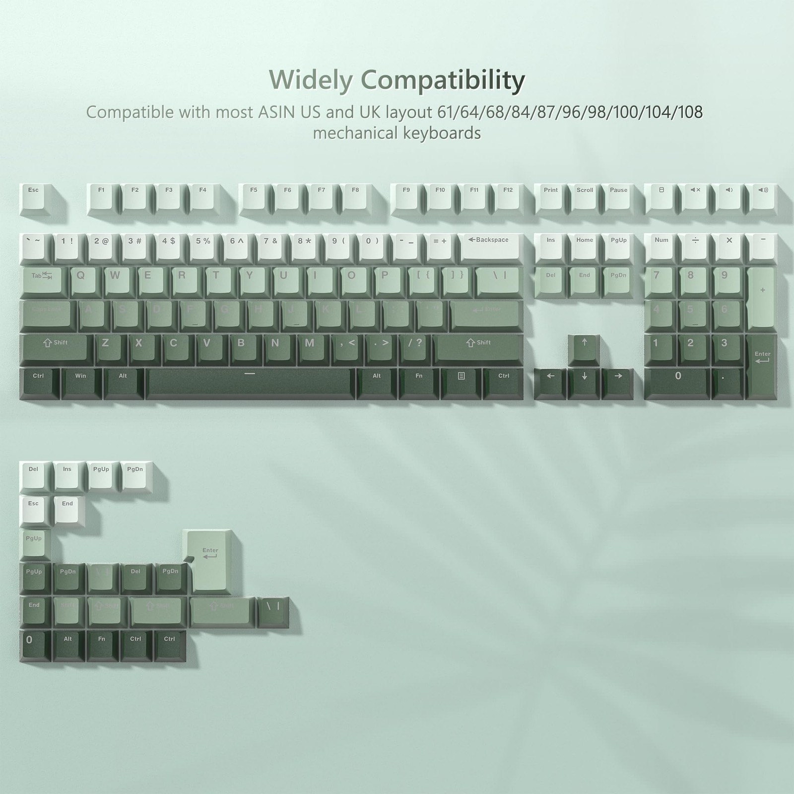 Womier Green PBT Shine Through Keycaps Cherry Profile