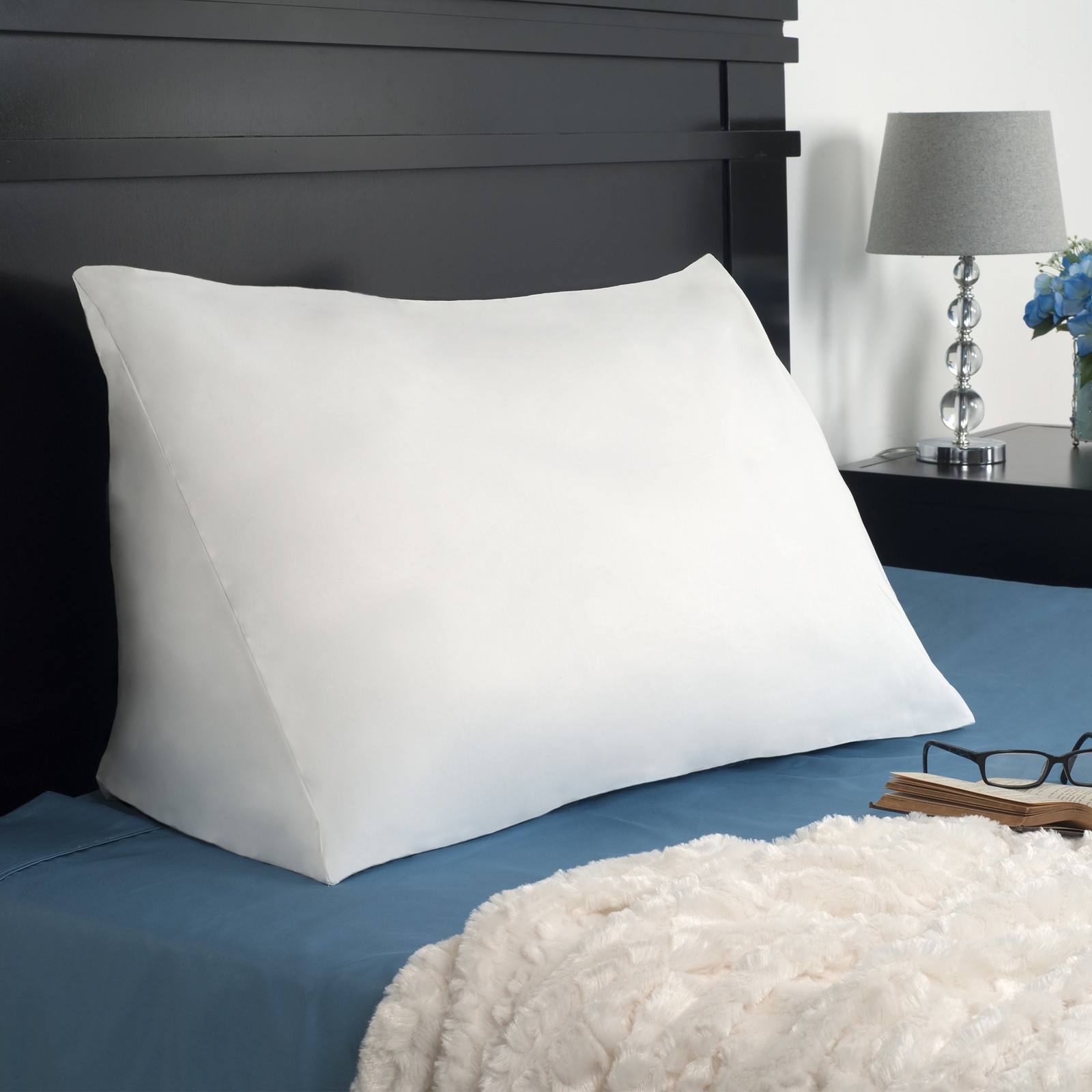 Remedy Down Alternative Wedge Pillow with Removable Cover for Reading