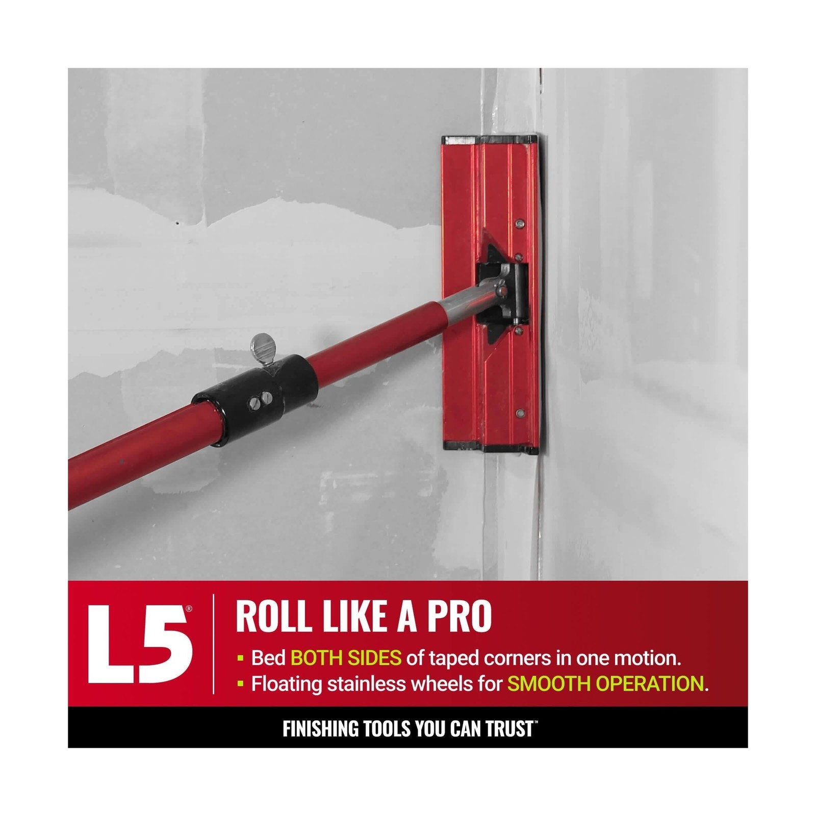 Corner Roller + Standard Handle - LEVEL5 | Pro-Grade | Drywall Gyprock Plaste...