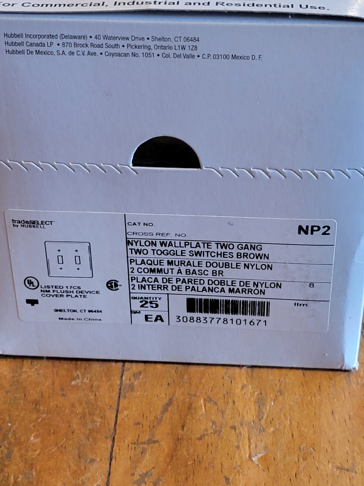 Hubbell NP2 Brown UNBREAKABLE Nylon 2 GANG Switchplate-LOT OF 25