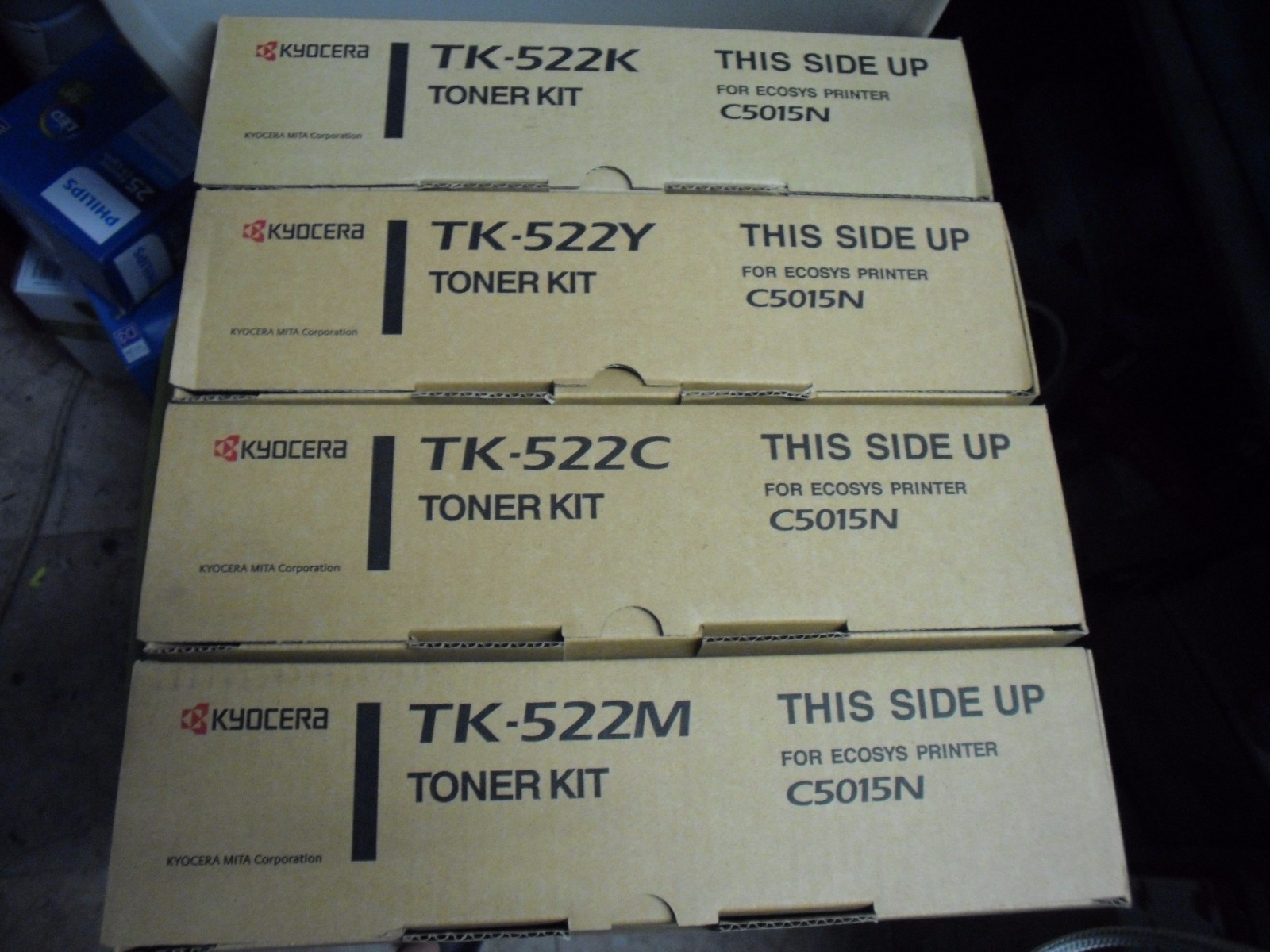 4PK New Genuine Kyocera Ecosys C5015N Toner TK522 TK-522K TK-522C TK-522M TK522Y