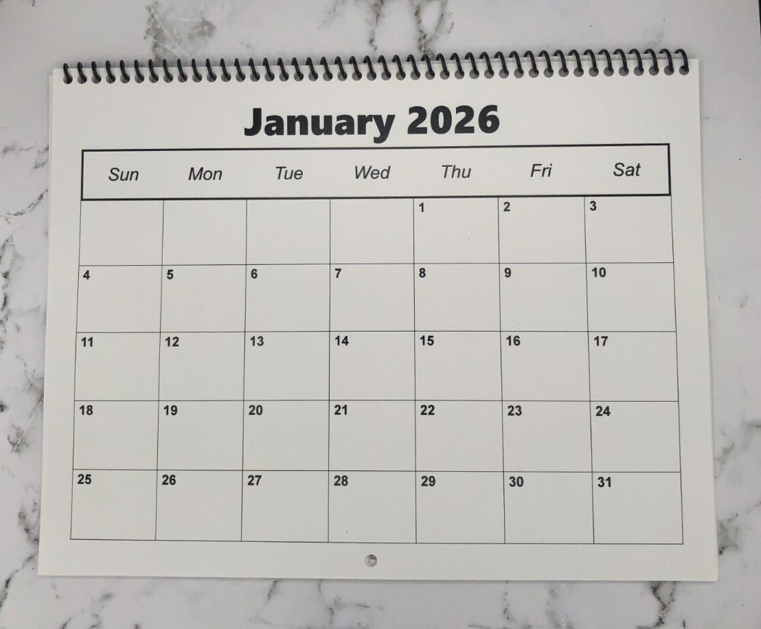 2026 Blank Calendar ( LOT of 3 ) 8.5" x 11" Ready to DECORATE, STAMP, etc.