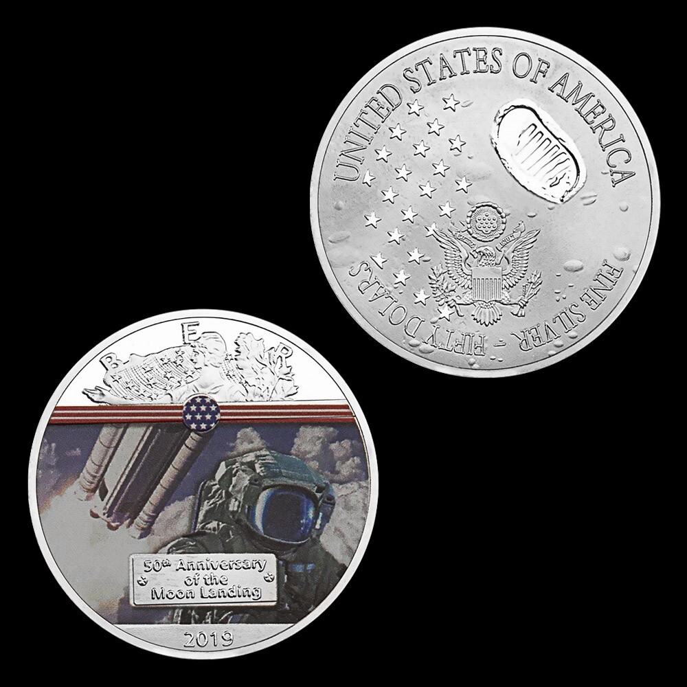 Silver 50th Anniversry of the Moon Landing Coin NASA
