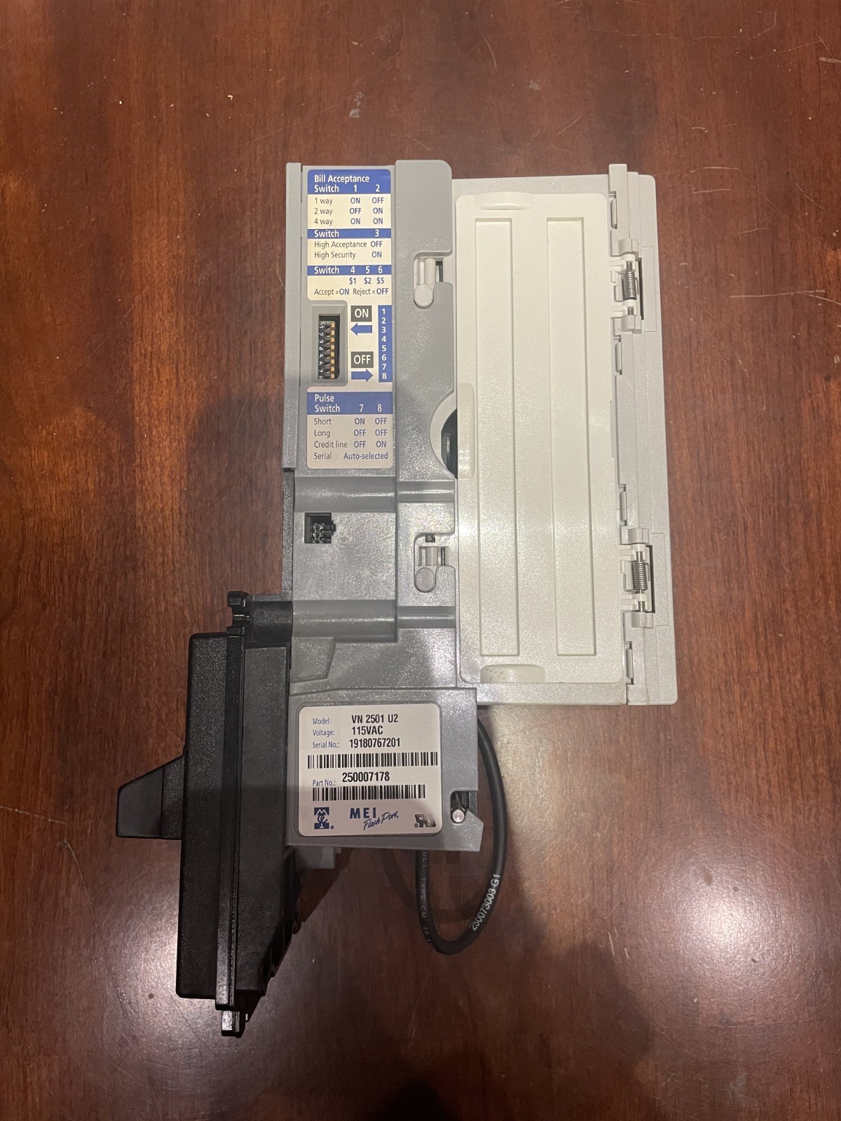 Mars VN 2501 U5 BILL ACCEPTOR BILL VALIDATOR $1, $2, $5