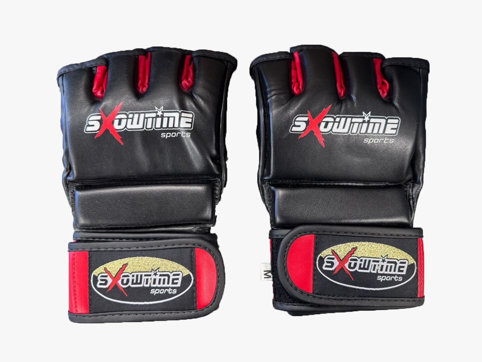 Sports PU Leather Gloves Open Finger Grappling Training Sparring Fight Glove