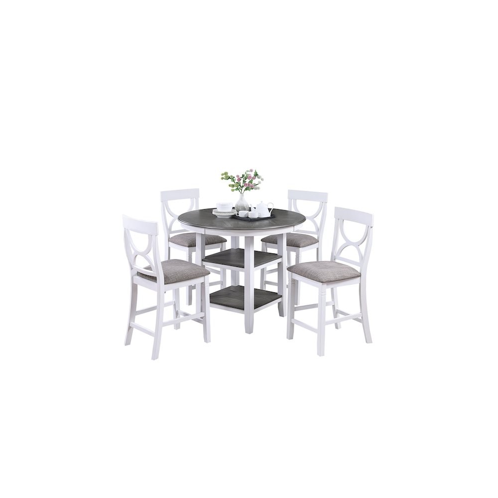 5-Pcs Counter Height Dining Set White Gray