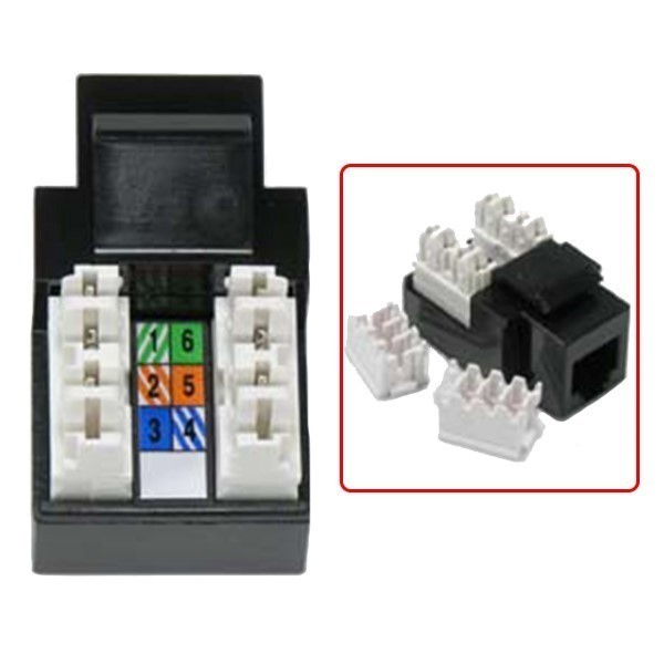 Cat3 RJ11 RJ12 Telephone Phone Line Keystone Jack 110 Punch Down 6P6C Black