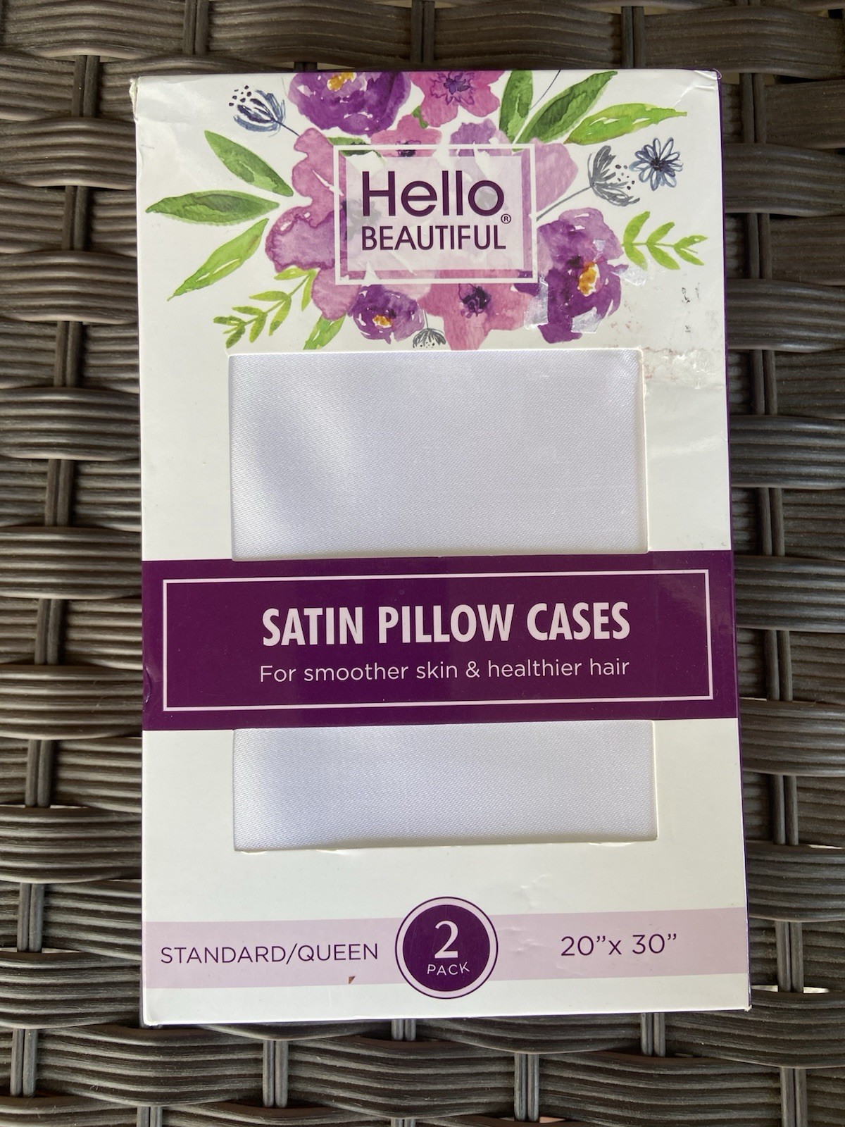Hello Beautiful 2pk Luxury Satin Pillowcases Sz Std Queen Smoother Skin & Hair
