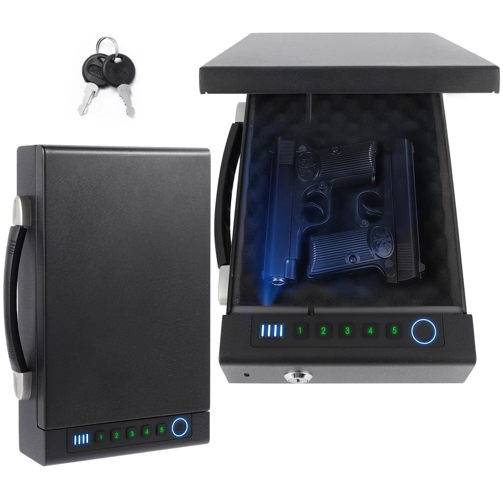 Biometric Fingerprint Safe for Handgun, 3 Quick Access Methods, with Fingerpr...
