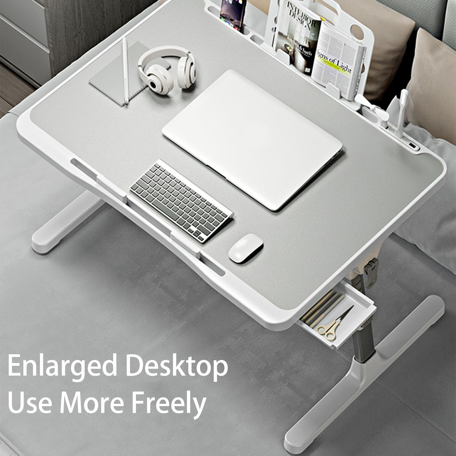 Laptop Desk for Bed, Adjustable Beds Table with USB Charge Port, Foldable Lap...