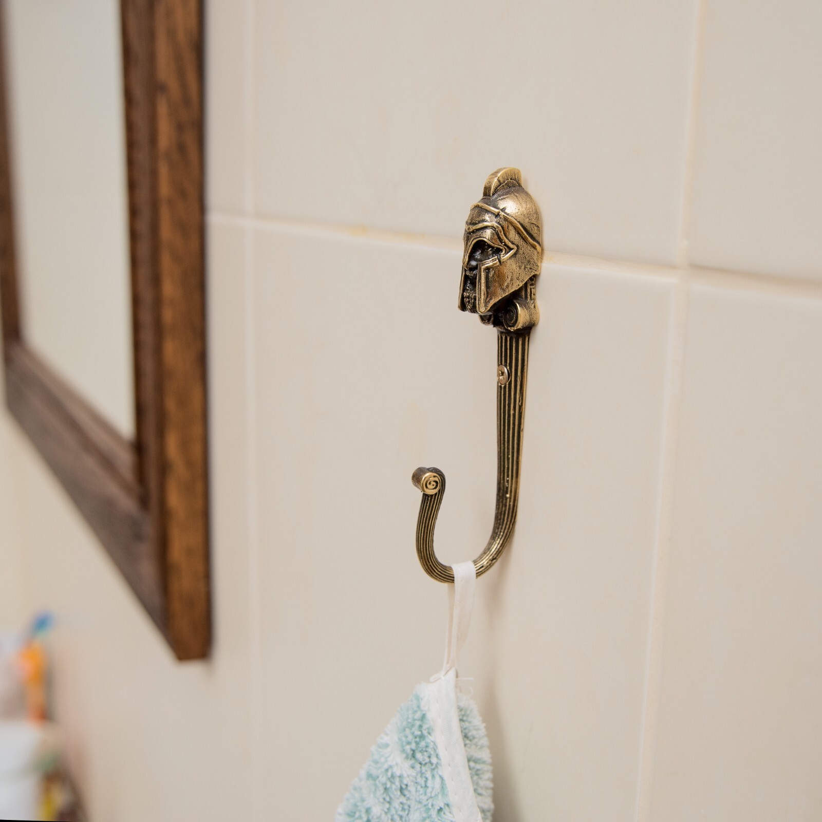 Handcrafted Spartan warrior brass wall hook
