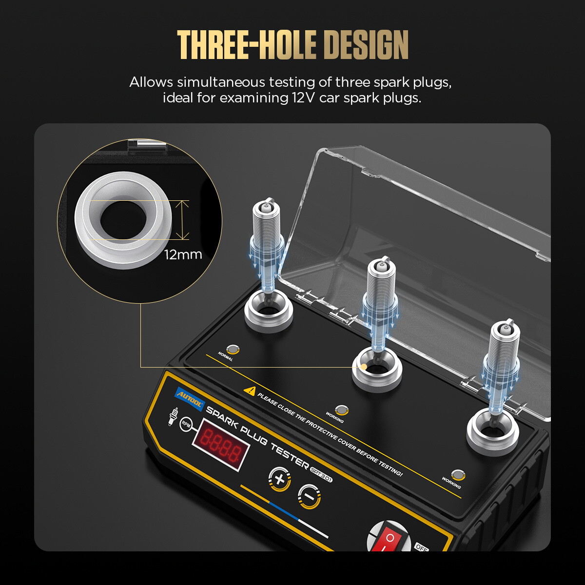 Car Spark Plug Tester Ignition System Analyzer Three Hole Diagnostic Test Tool