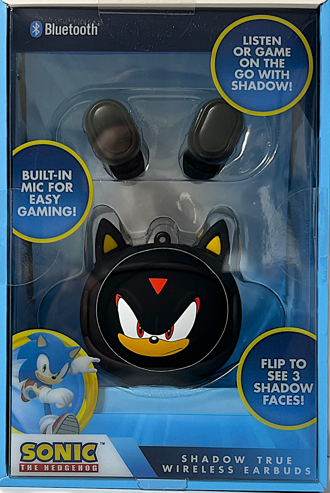 NEW RARE SEGA Sonic The Hedgehog SHADOW 3 Faces Bluetooth True Wireless Earbuds