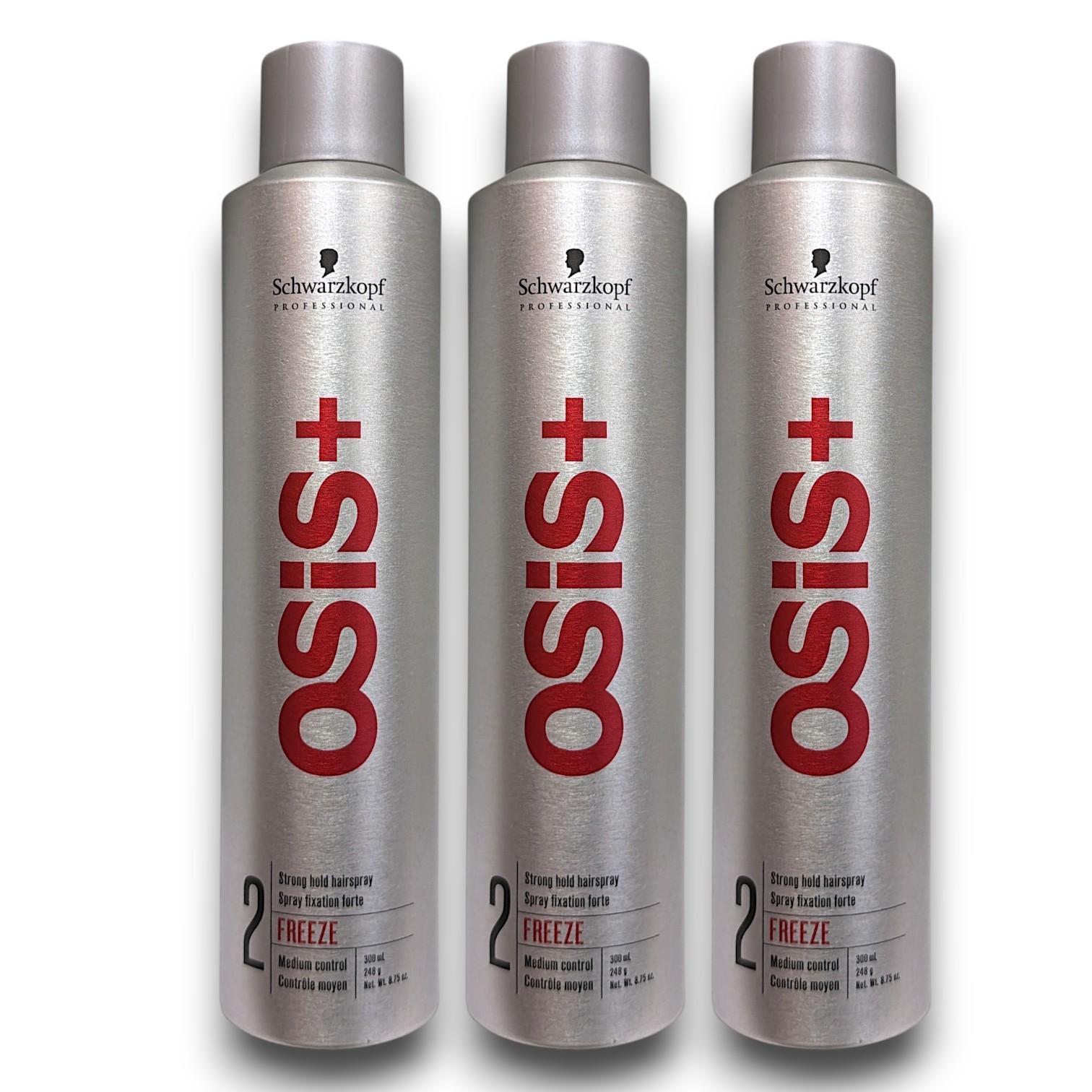 3X Schwarzkopf Osis+ Freeze 2 Strong Hold Hairspray 8.75 oz LOT OF 3