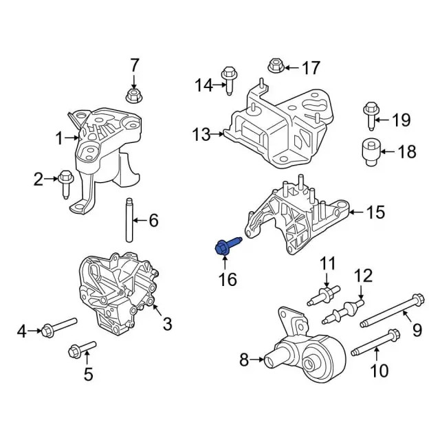 Genuine Ford Engine Mount Support Bracket Bolt W500340-S442