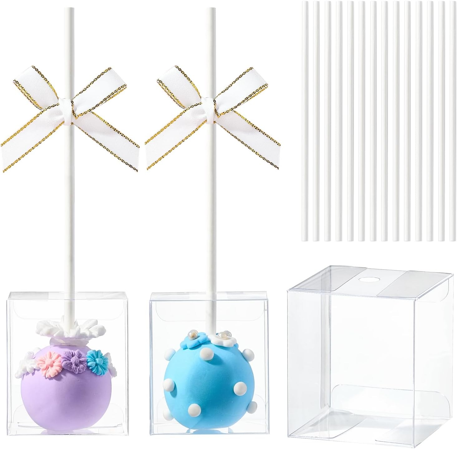 25 Pa Cake  Boxes with Stis 1.75x1.75x2 Clear Plastic Containers,