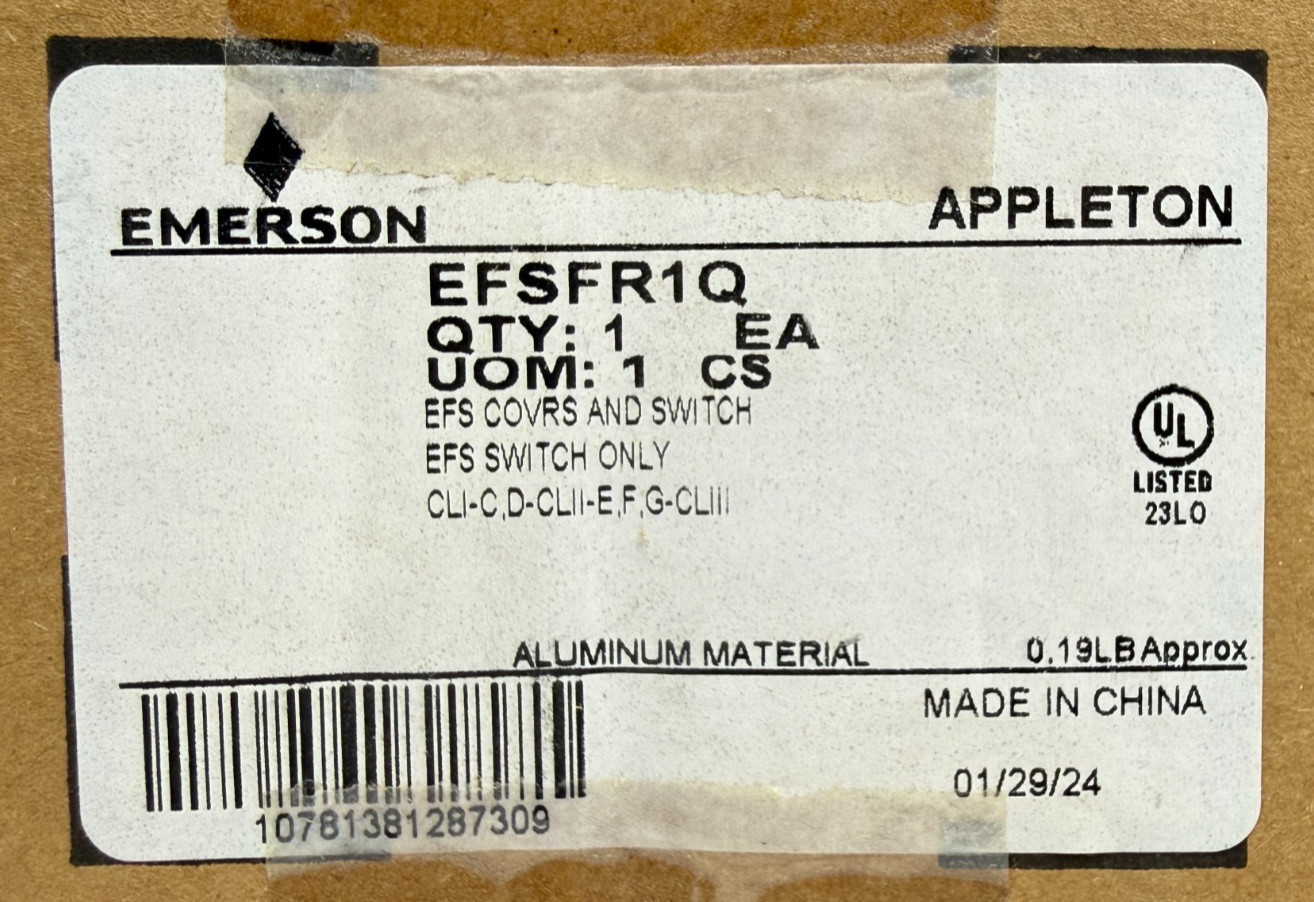 APPLETON EDSF12 + EFSFR1Q + EDS271 = EDS2129 20A Explosionproof Switch Assembly