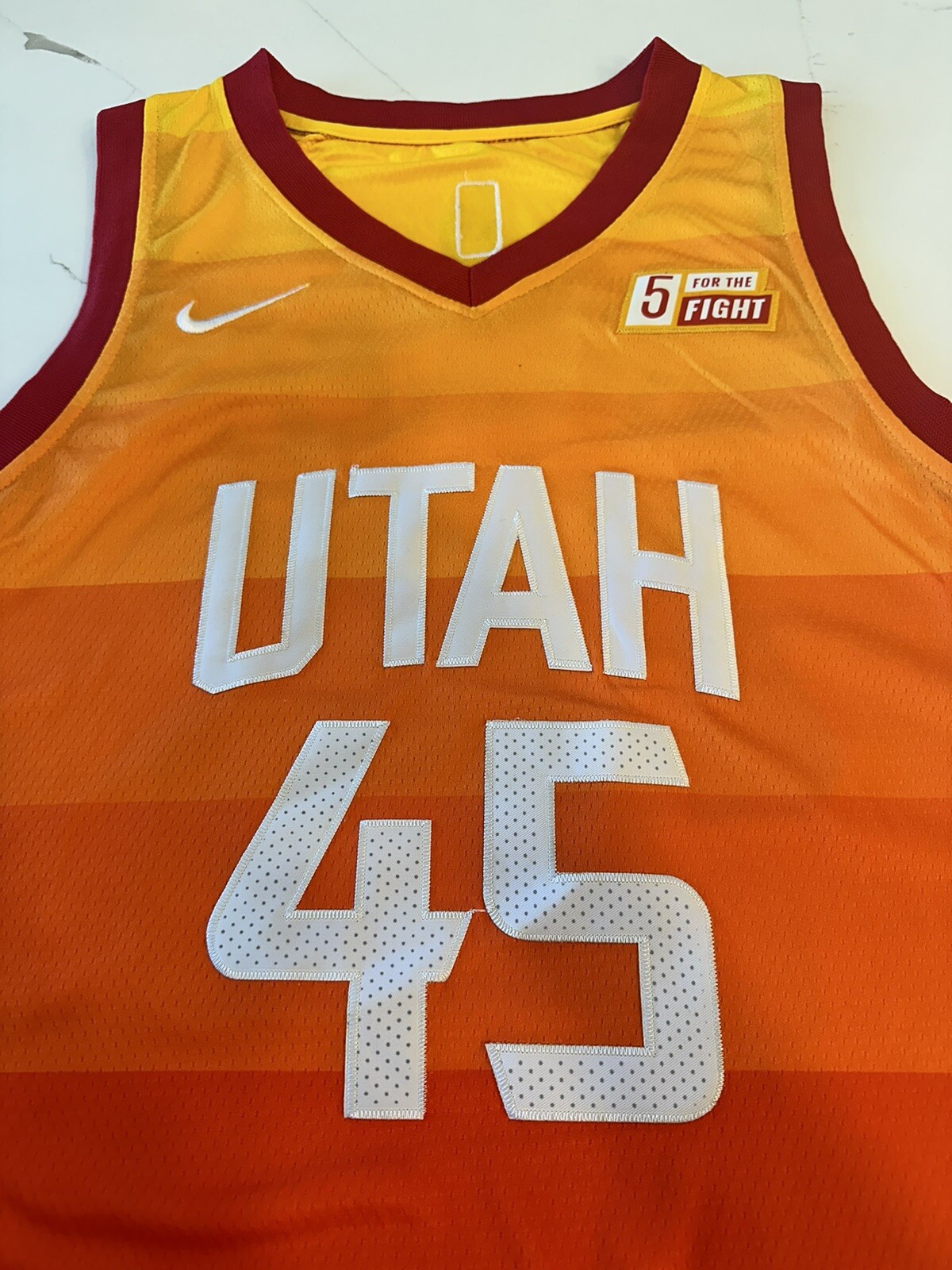 Utah Jazz Donovan Mitchell #45 Size 48 Swingman Nike 5 for Fight Jersey Orange