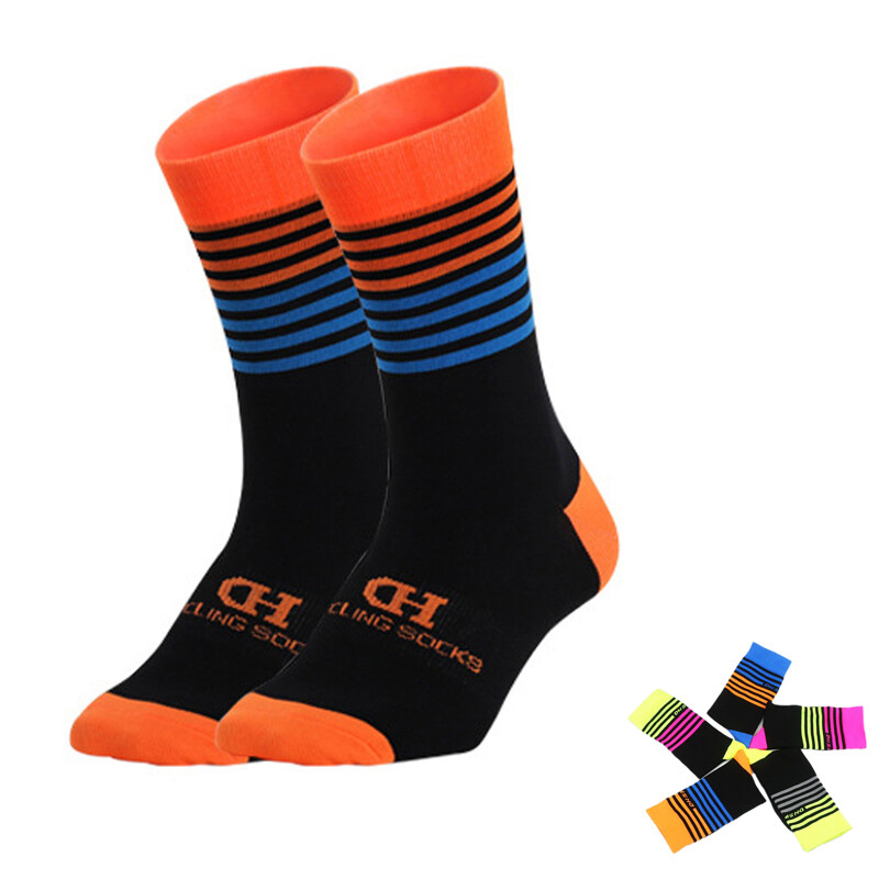 Pro Cycling Socks Mens Womens Riding Bicycle Sports Ankle Socks MTB Orange Blue
