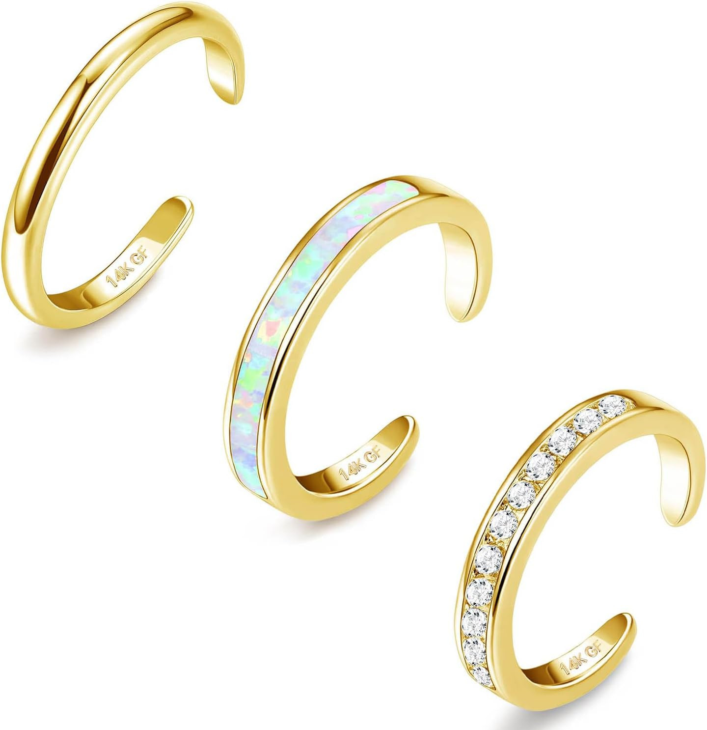 Jstyle Adjustable Gold Toe Rings for Women - Waterproof & Non-Tarnish Set