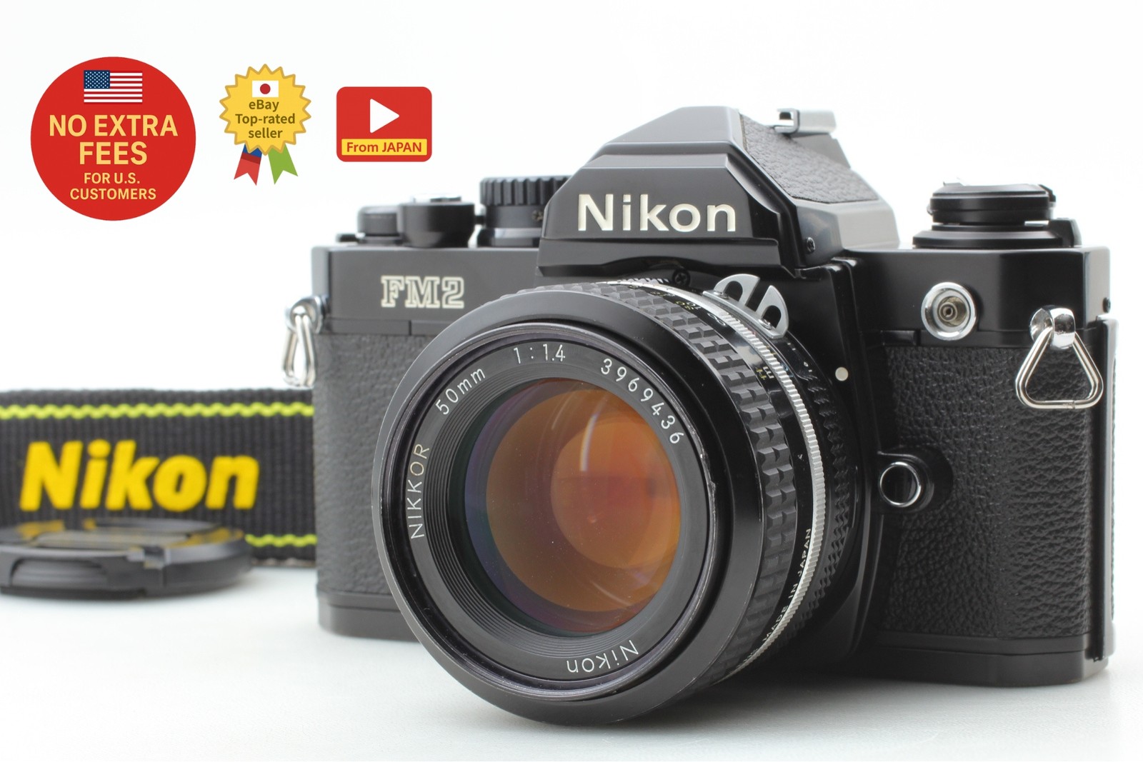 [ Near MINT ] Nikon New FM2 Black SLR Film Camera Ai 50mm f1.4 Lens From JAPAN