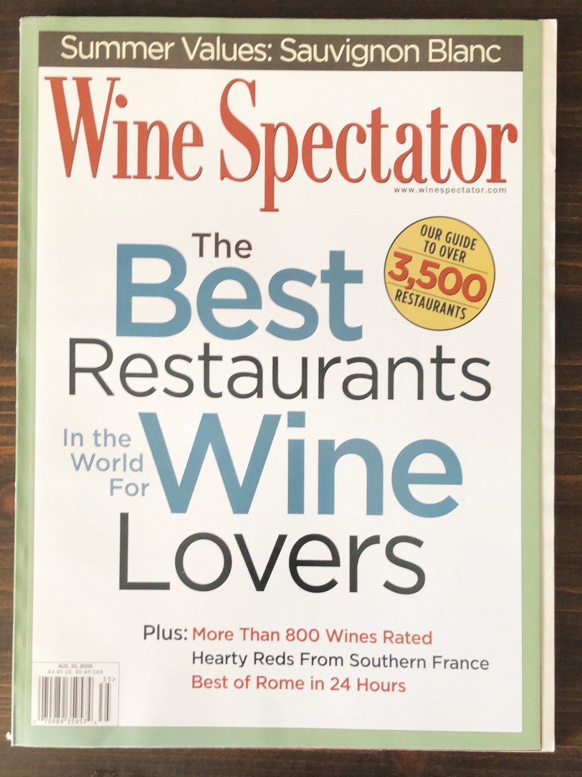2005 Wine Spectator Magazine - Lot of 4 (Aug 31, Sep 30, Oct 15, Oct 31)