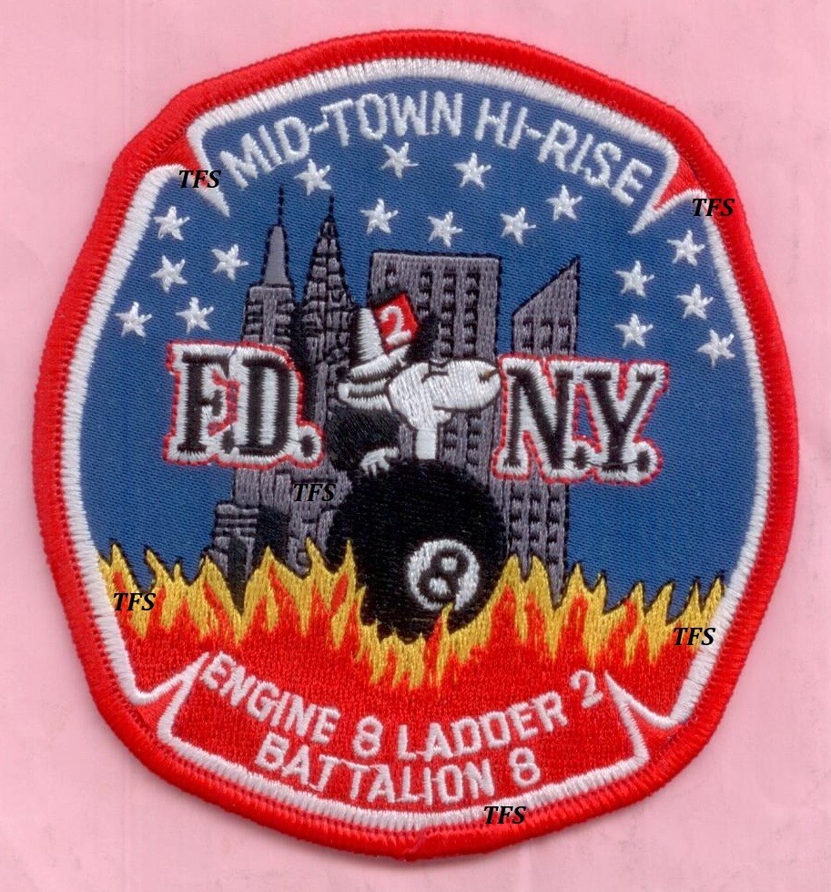 New York City Fire Dept Engine 8 Ladder 2 Battalion 8 Patch Midtown Hi-Rise